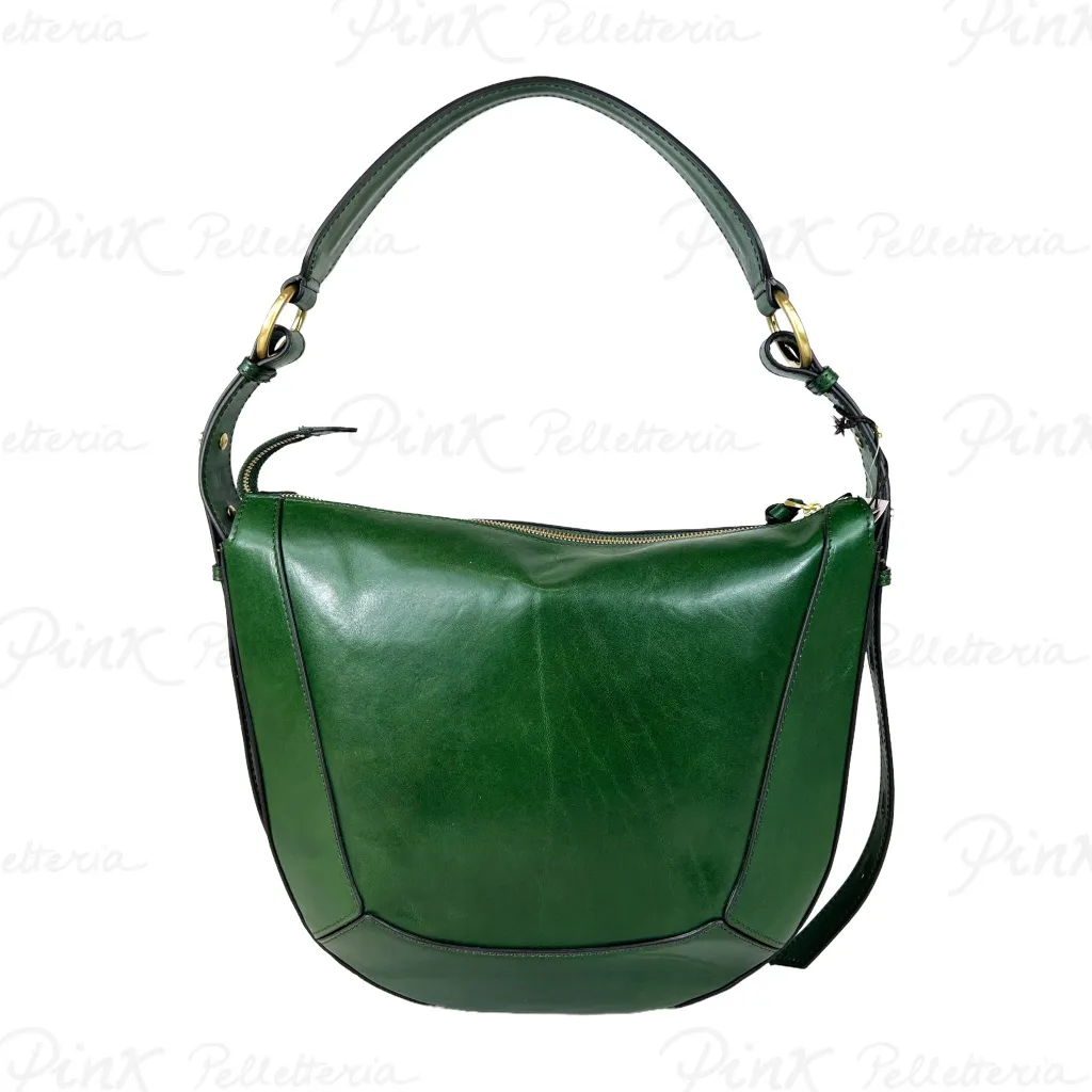 -THE BRIDGE Tracolla Luna Cuoio 04320401/X0 Verde Inglese Abb. Oro