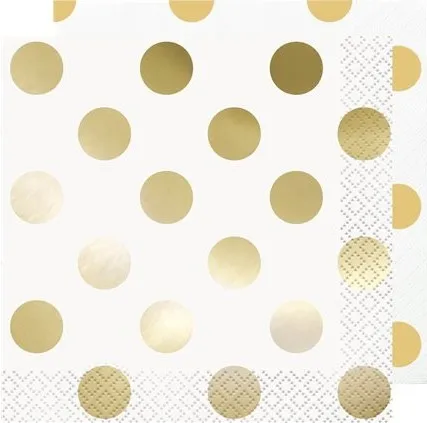 16 tovaglioli a pois oro Aurora 25cm