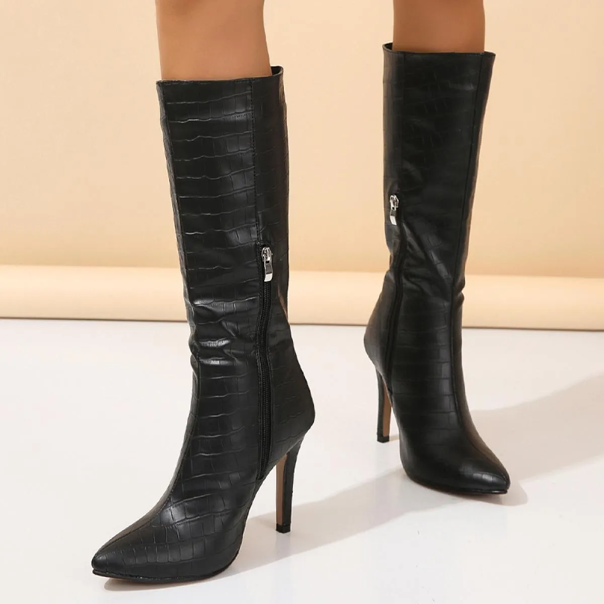 2023 Donne di Inverno Alti Al Ginocchio Stivali Da Moto Scarpe Tacchi Alti Goth Nuova Tendenza di Marca Chelsea Stivali Casual P