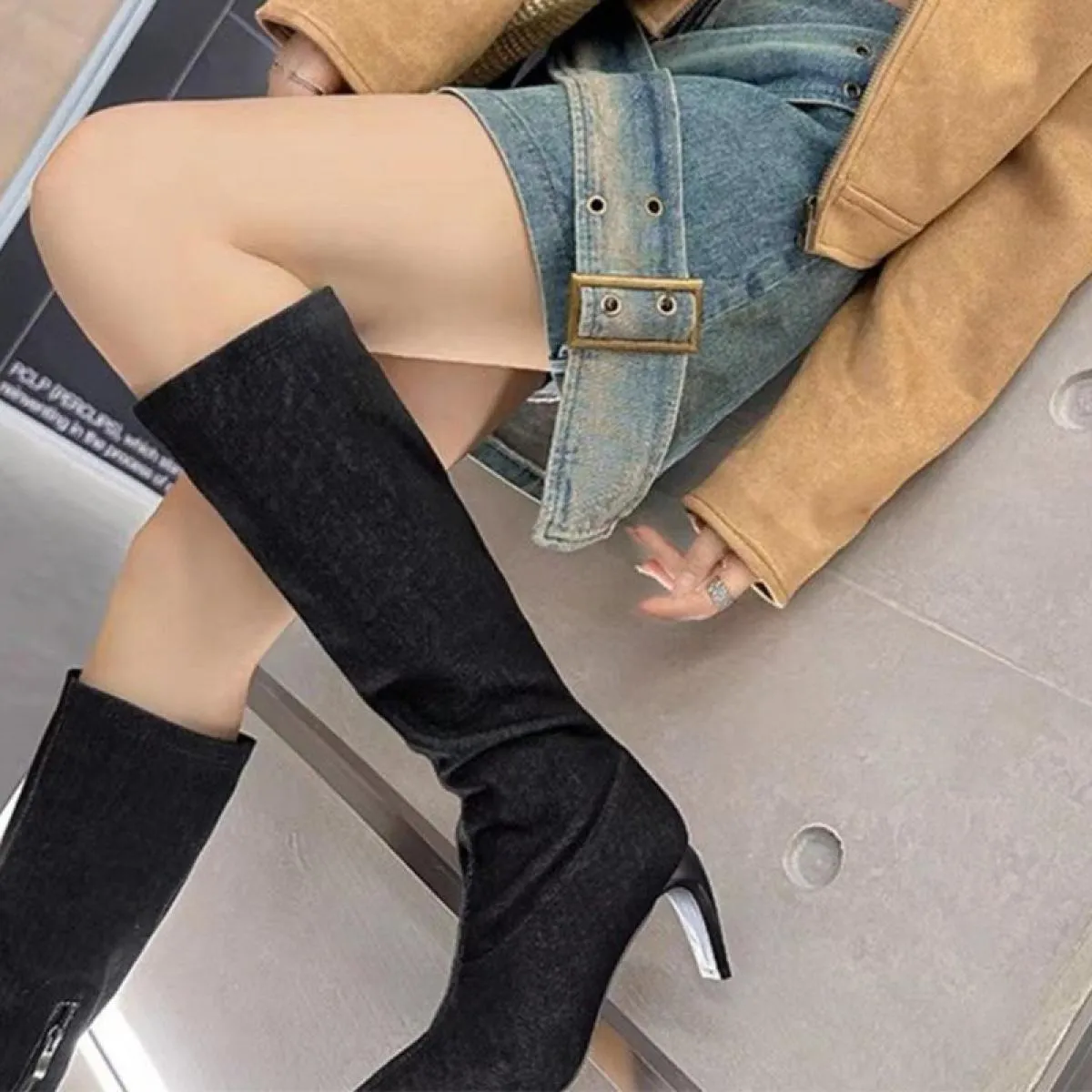 2023 Nuovo Marchio di Lusso Inverno Stivali Alti Al Ginocchio da Moto Donna Punta a Punta Tacco Medio Scarpe Stivali Chelsea Got