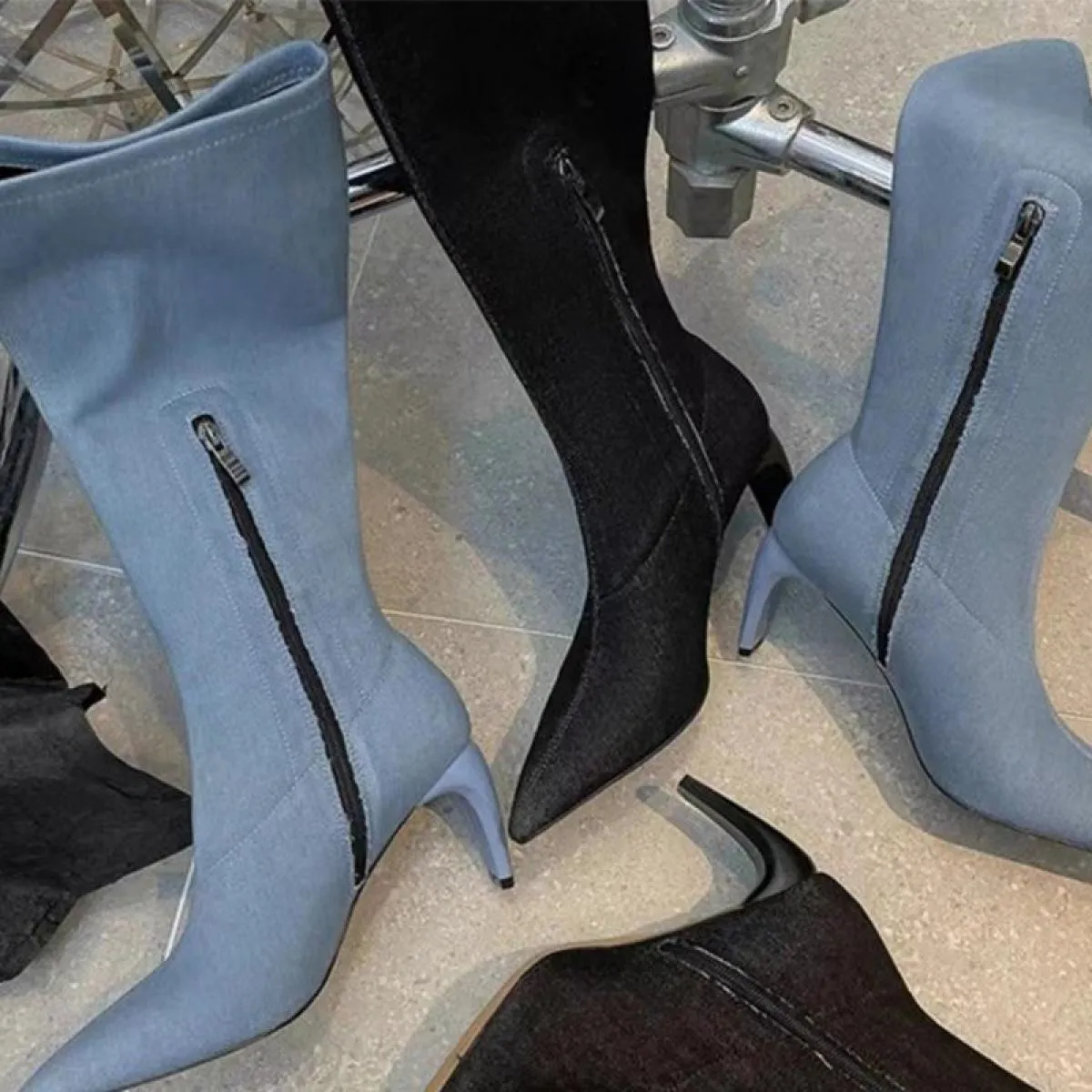 2023 Nuovo Marchio di Lusso Inverno Stivali Alti Al Ginocchio da Moto Donna Punta a Punta Tacco Medio Scarpe Stivali Chelsea Got