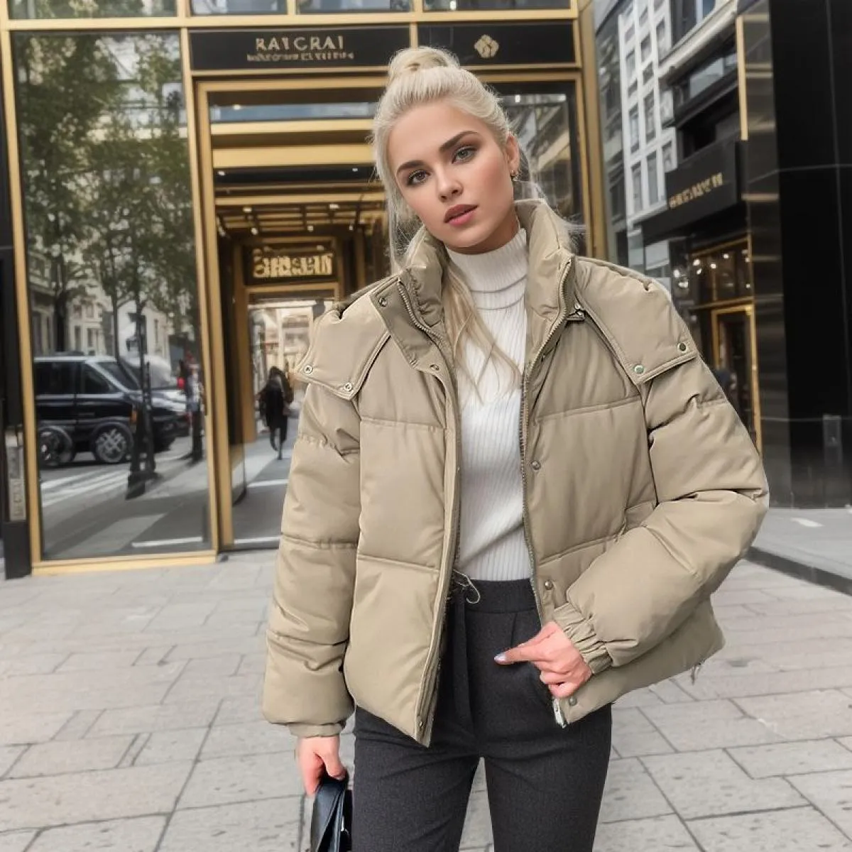 2023 Winter All Match Zipper Parka da donna tinta unita manica intera giacca con bottoni chic piumino corto in cotone con cappuc