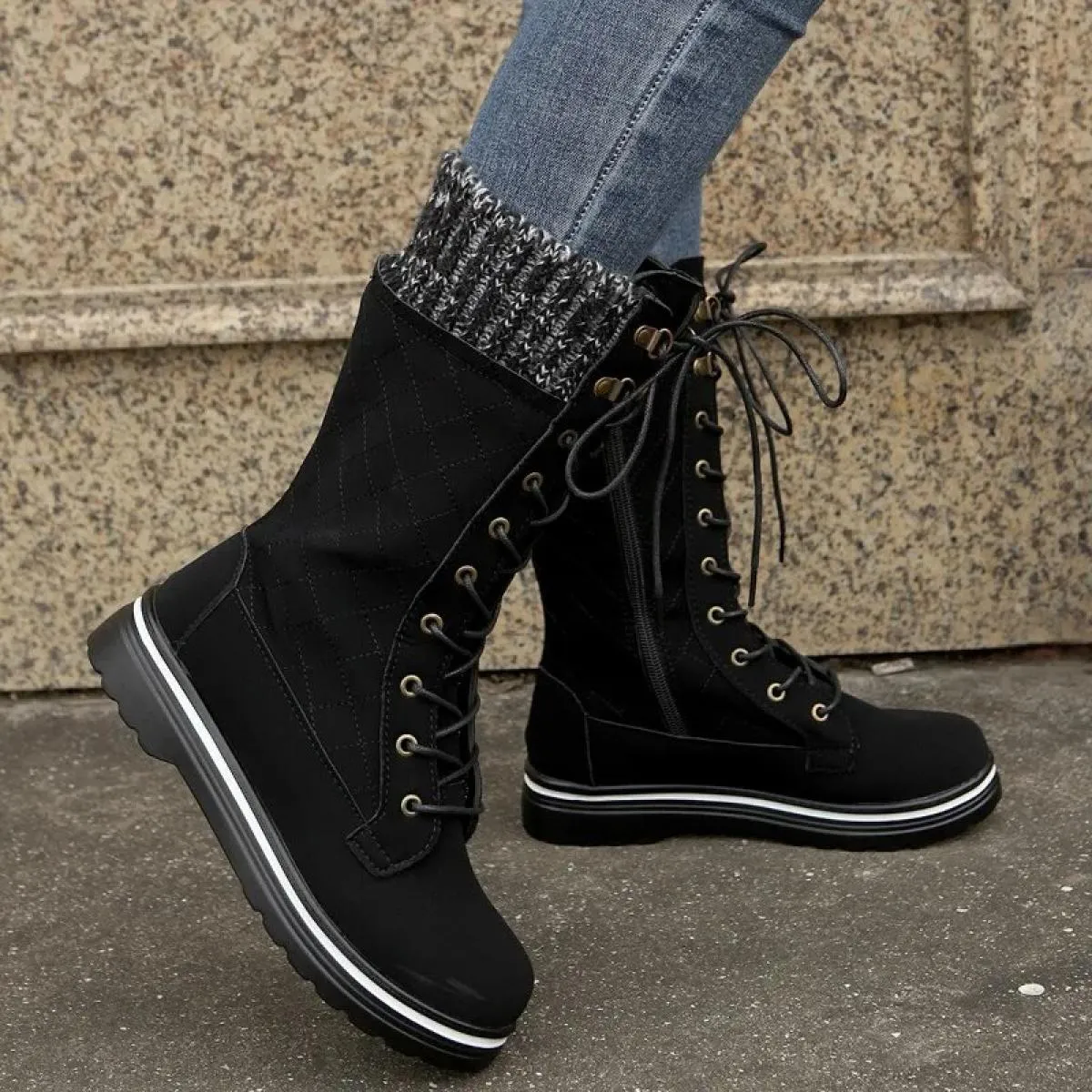 2024 inverno nuove scarpe da donna stivali con plateau in peluche a metà polpaccio nuovo designer stivali da neve caldi stivali