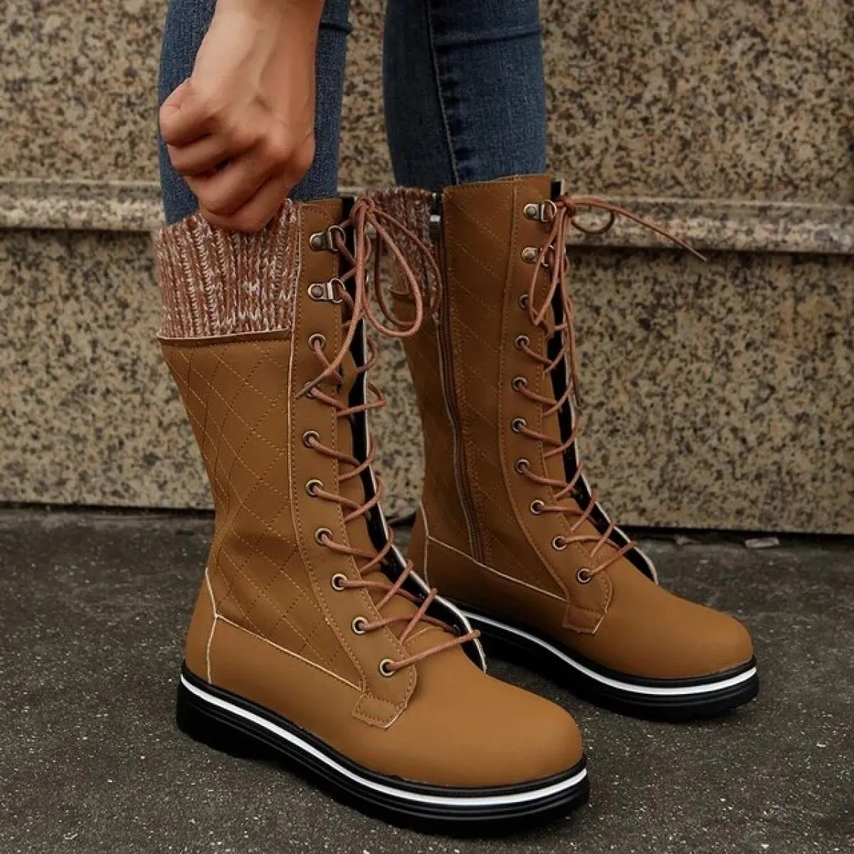 2024 inverno nuove scarpe da donna stivali con plateau in peluche a metà polpaccio nuovo designer stivali da neve caldi stivali
