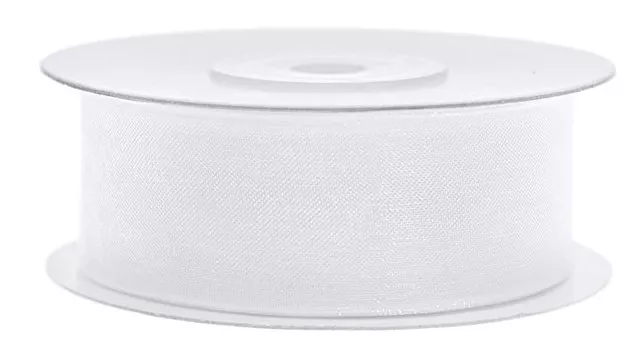 25m Chiffon Ribbon bianco 25mm
