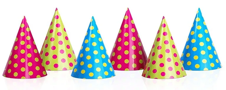 6 cappellini cono a pois 16cm