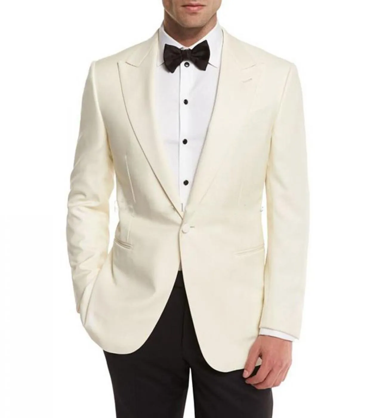 Abiti da uomo avorio Abito da sposa Sposo Abiti da sposo da lavoro Smoking su misura Formale 2 pezzi Blazer da uomo Groomsmen B