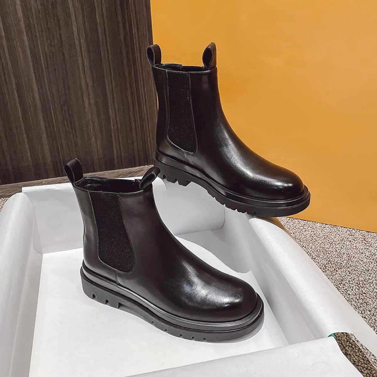 Abito da banchetto per feste di moda da donna di alta qualità Stivali Chelsea Autunno Inverno Scarpe con plateau Stivali in morb