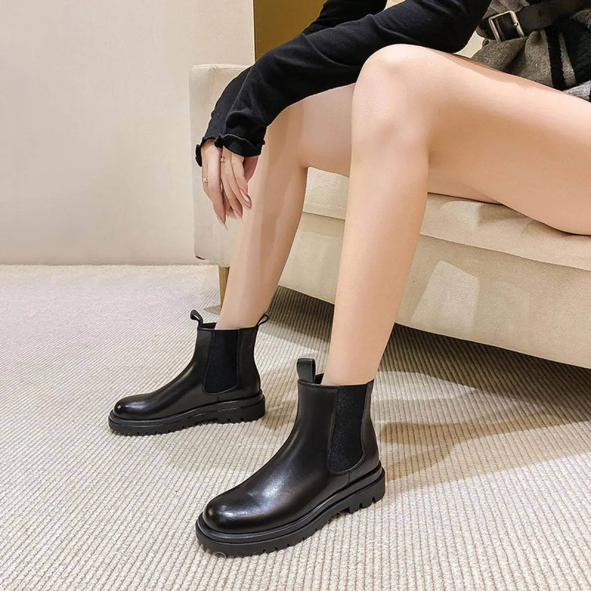 Abito da banchetto per feste di moda da donna di alta qualità Stivali Chelsea Autunno Inverno Scarpe con plateau Stivali in morb