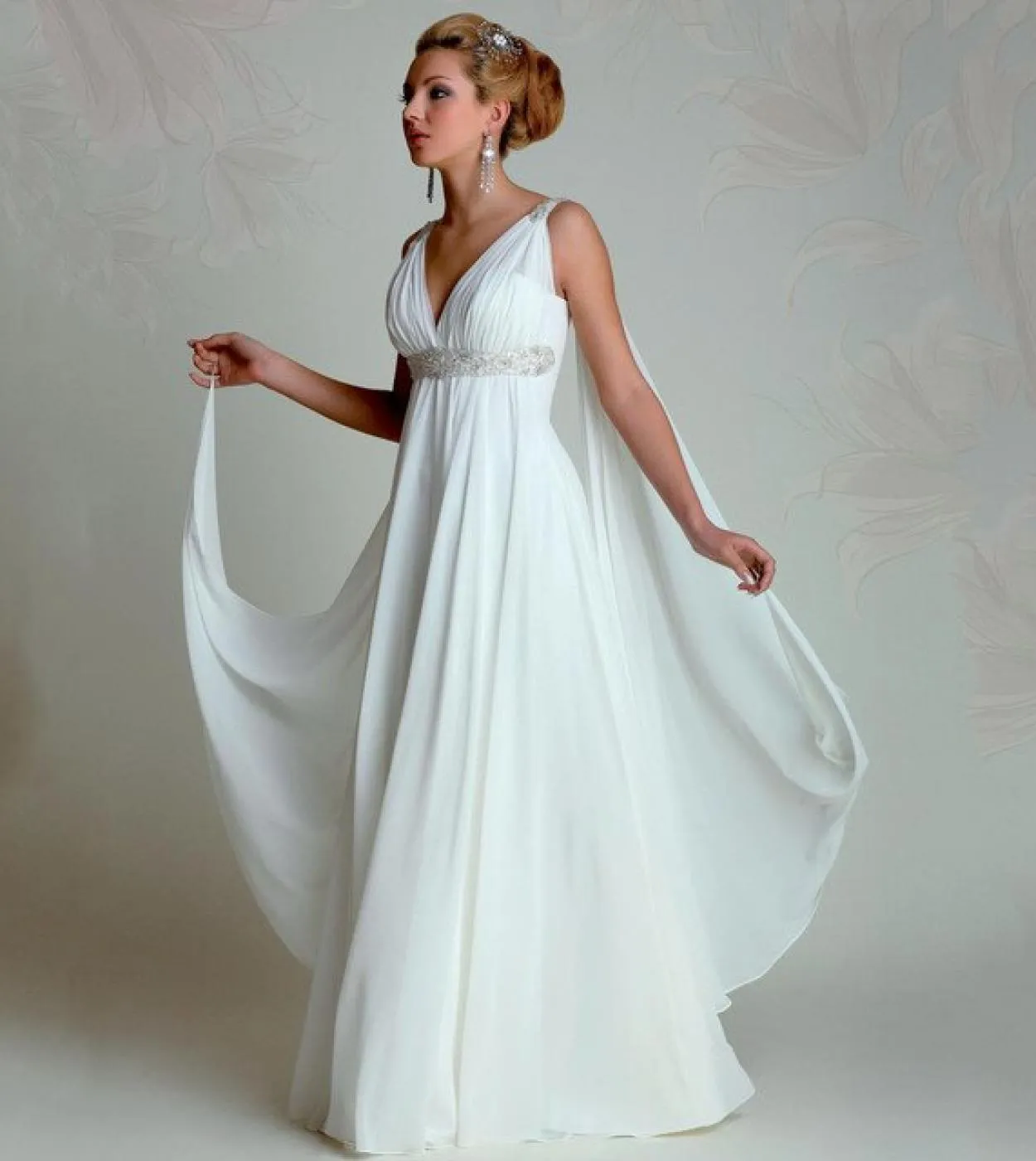 Abito da sposa senza maniche in chiffon senza maniche con scollo a V da donna Abito da sposa con scollo a V Abito da sposa con c
