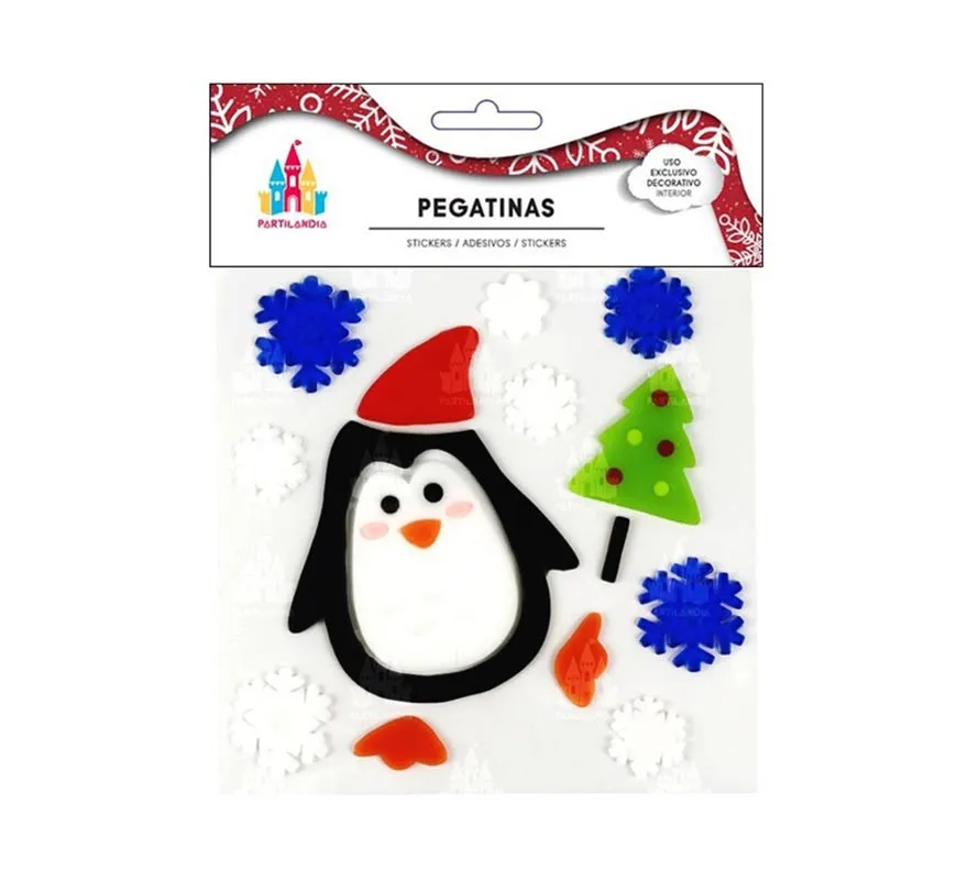 Adesivo gel Pinguino natalizio 20X20 cm