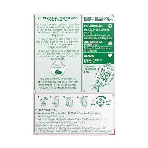Airwick Diffusore Elettrico di Oli Essenziali, Confezione con 1 Ricarica, Fragranza Petali di Rosa