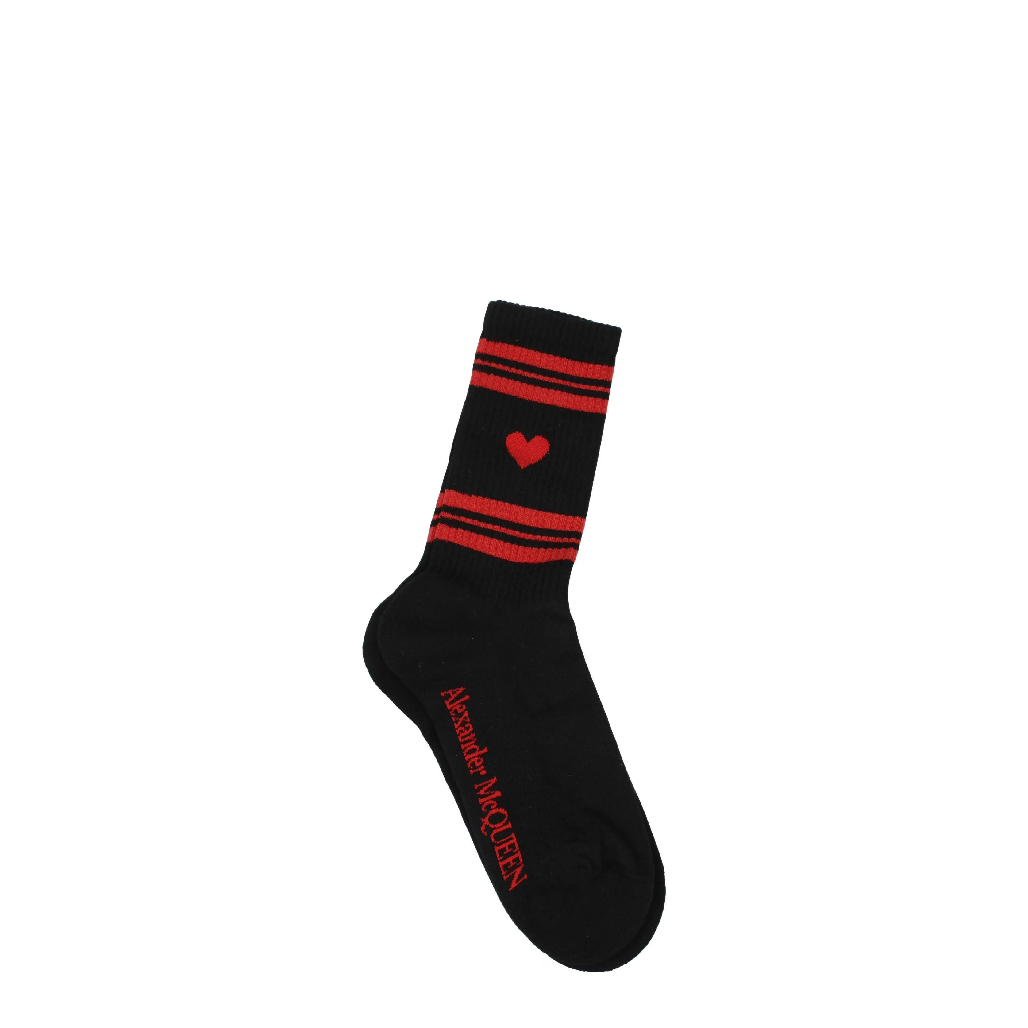 Alexander McQueen Calze e Calzini Donna Cotone Nero/Rosso