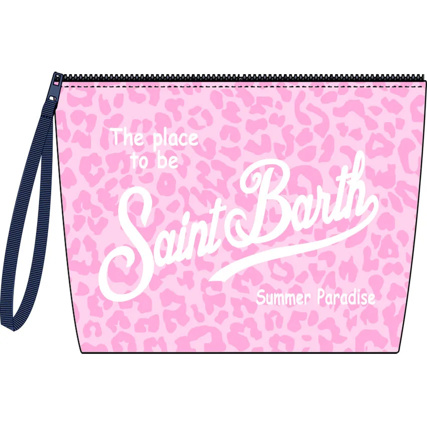 Aline clutch bag in Scuba with Print / Pink