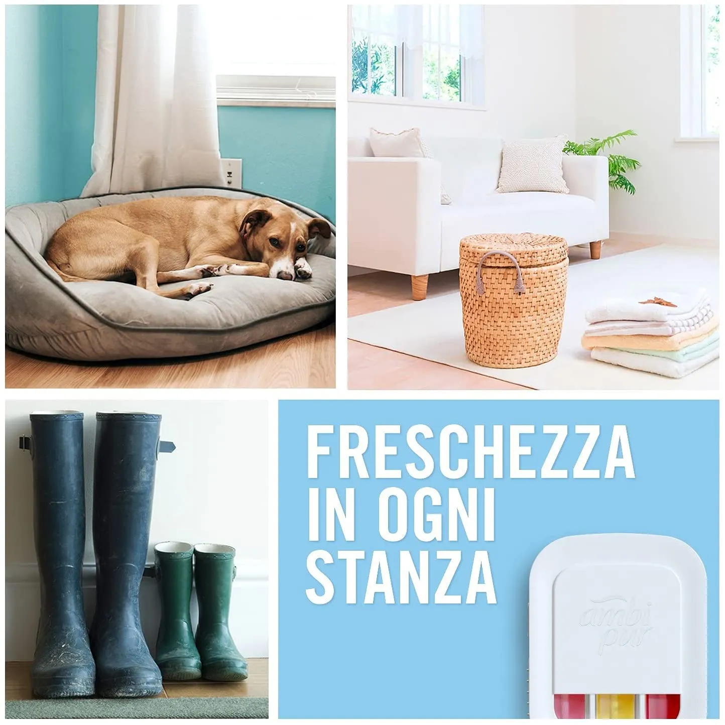Ambi Pur 3Volution Profumatore per Ambienti, Diffusore Elettrico e 4 Ricariche, Fragranza Lavanda, tecnologia Elimina Odori, Fin