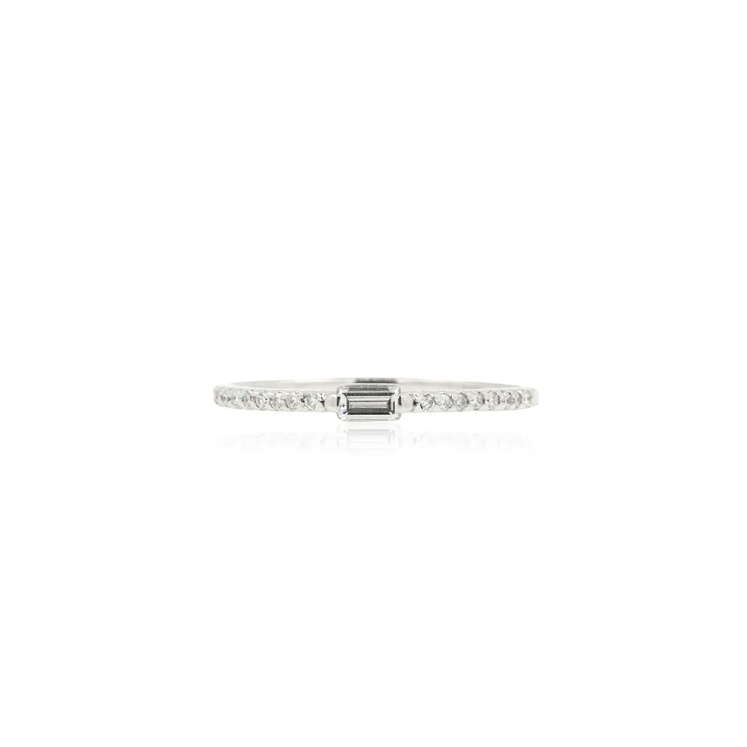 Anello Diamante Baguette in Oro Bianco