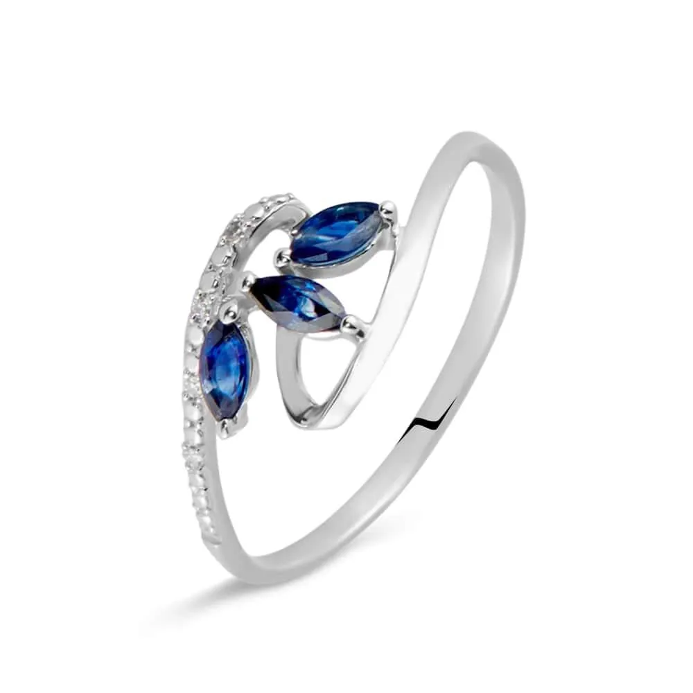 Anello Fantasia Petalo Charlotte Oro Bianco 375/1000 Zaffiro 0,3 ct Diamante Bianco 0,012 ct 1400305