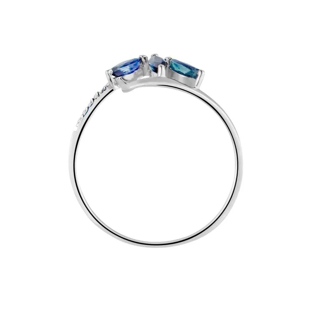 Anello Fantasia Petalo Charlotte Oro Bianco 375/1000 Zaffiro 0,3 ct Diamante Bianco 0,012 ct 1400305