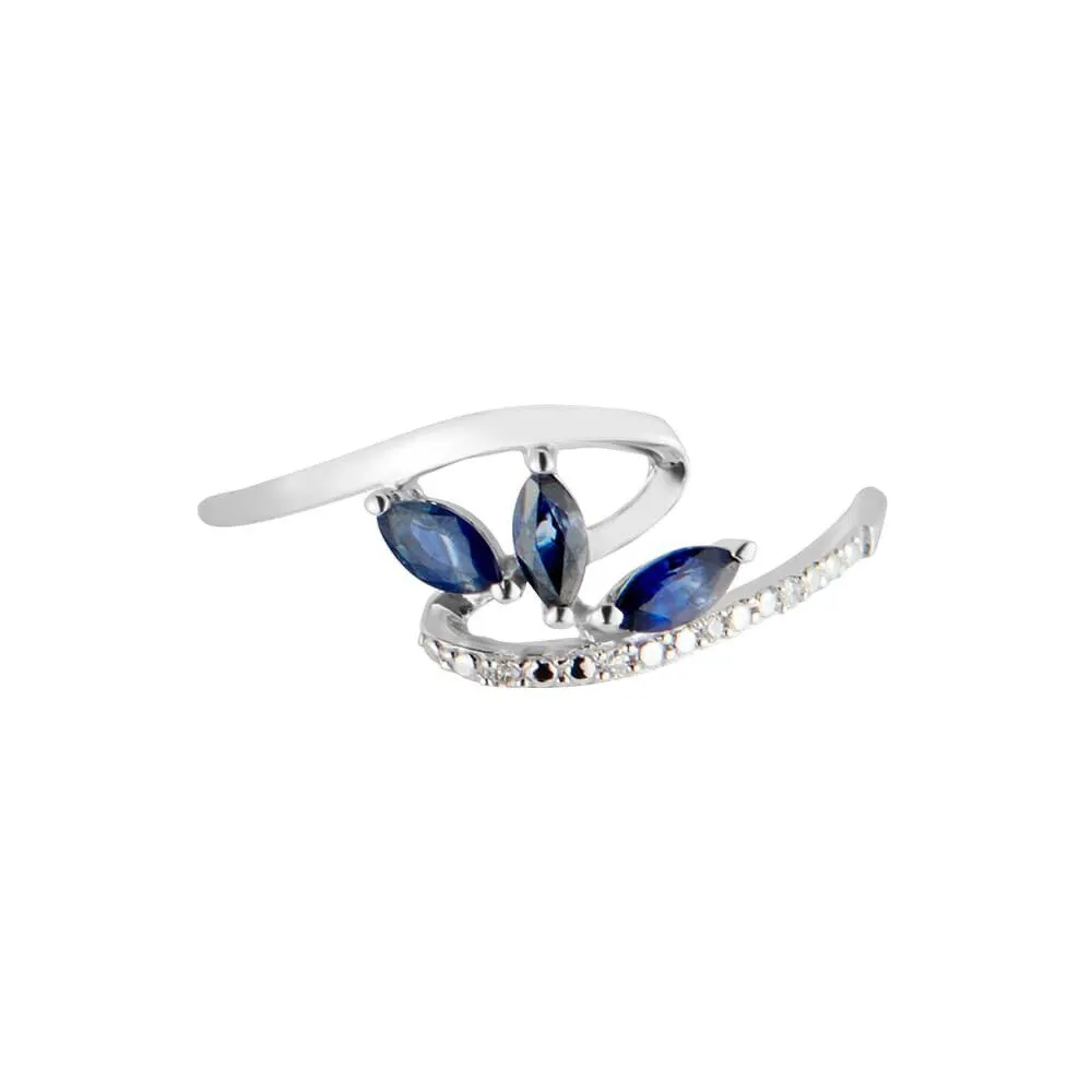 Anello Fantasia Petalo Charlotte Oro Bianco 375/1000 Zaffiro 0,3 ct Diamante Bianco 0,012 ct 1400305