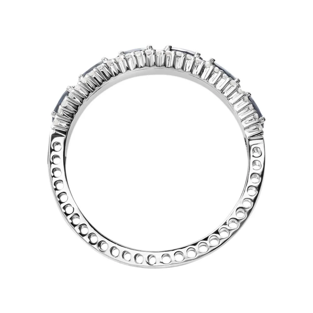 Anello Fascia Elizabeth Crown Oro Bianco 750/1000 Zaffiro 1,56 ct Diamante Bianco 0,22 ct 1682540