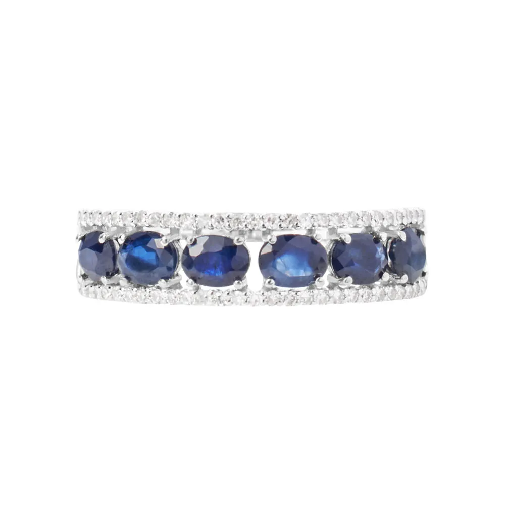 Anello Fascia Elizabeth Crown Oro Bianco 750/1000 Zaffiro 1,56 ct Diamante Bianco 0,22 ct 1682540