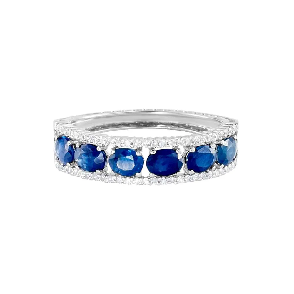 Anello Fascia Elizabeth Crown Oro Bianco 750/1000 Zaffiro 1,56 ct Diamante Bianco 0,22 ct 1682540