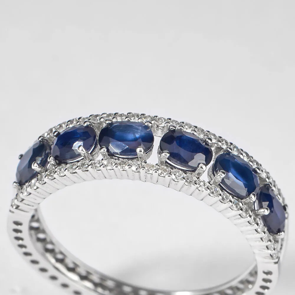 Anello Fascia Elizabeth Crown Oro Bianco 750/1000 Zaffiro 1,56 ct Diamante Bianco 0,22 ct 1682540