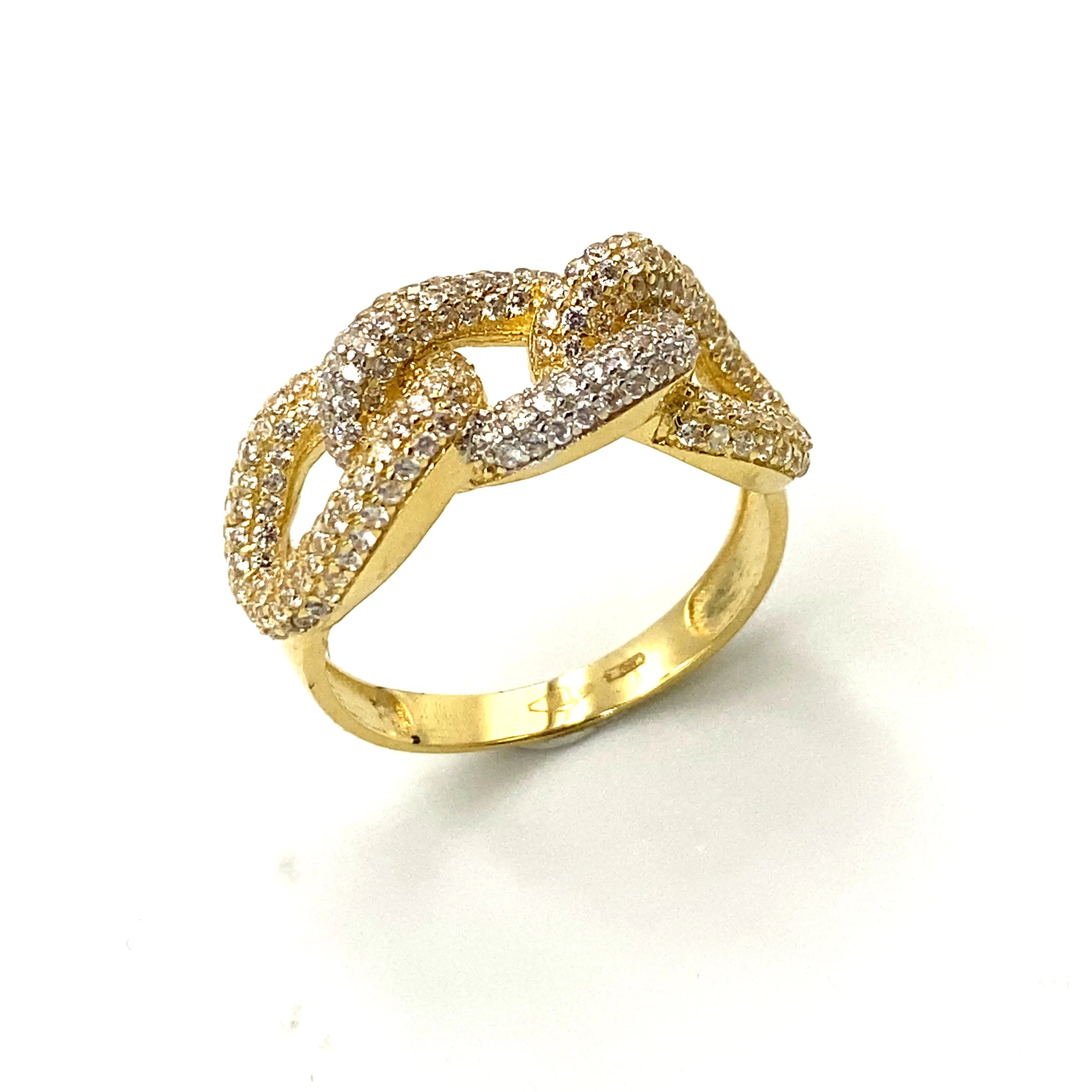 Anello Groumette Oro Giallo con Zirconi