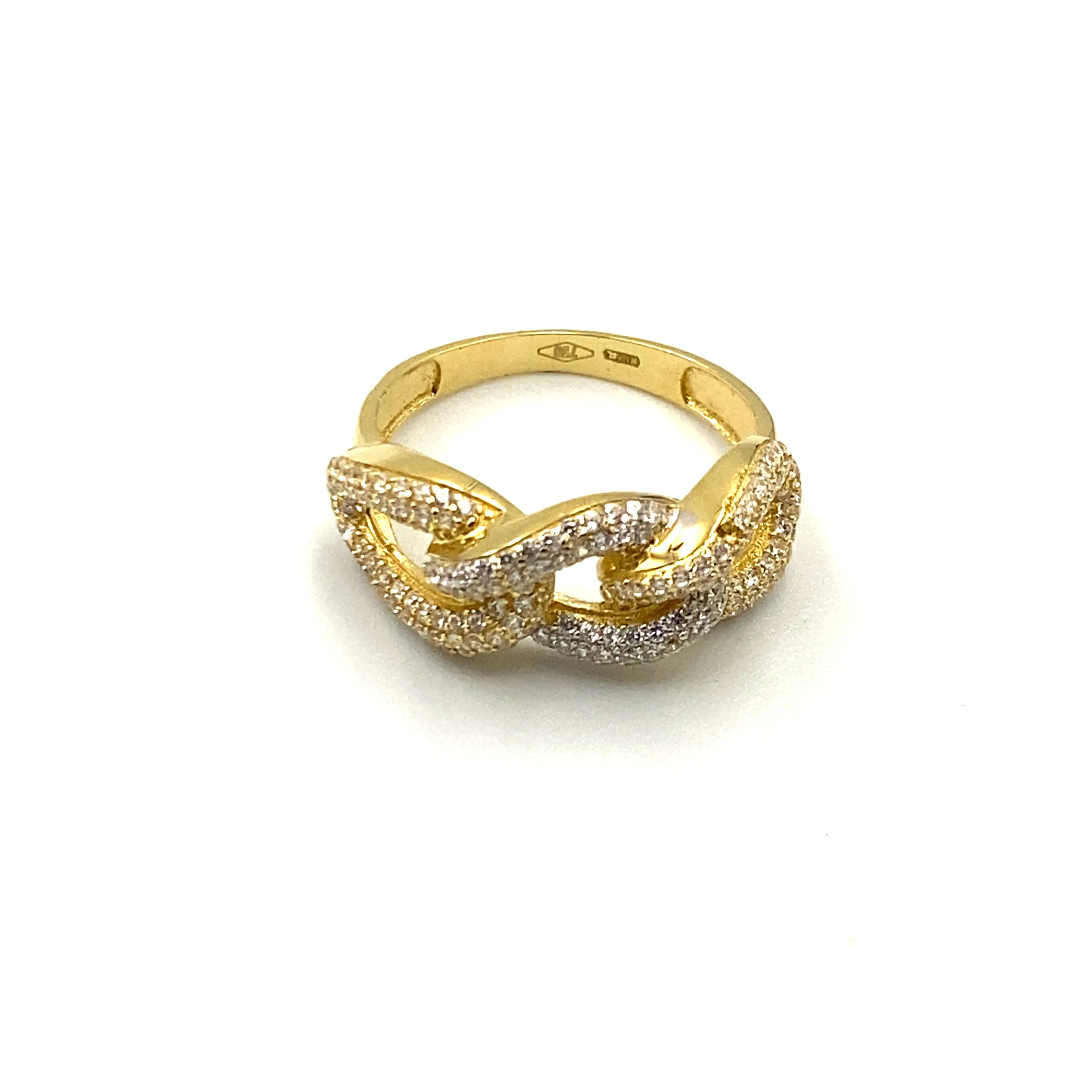Anello Groumette Oro Giallo con Zirconi