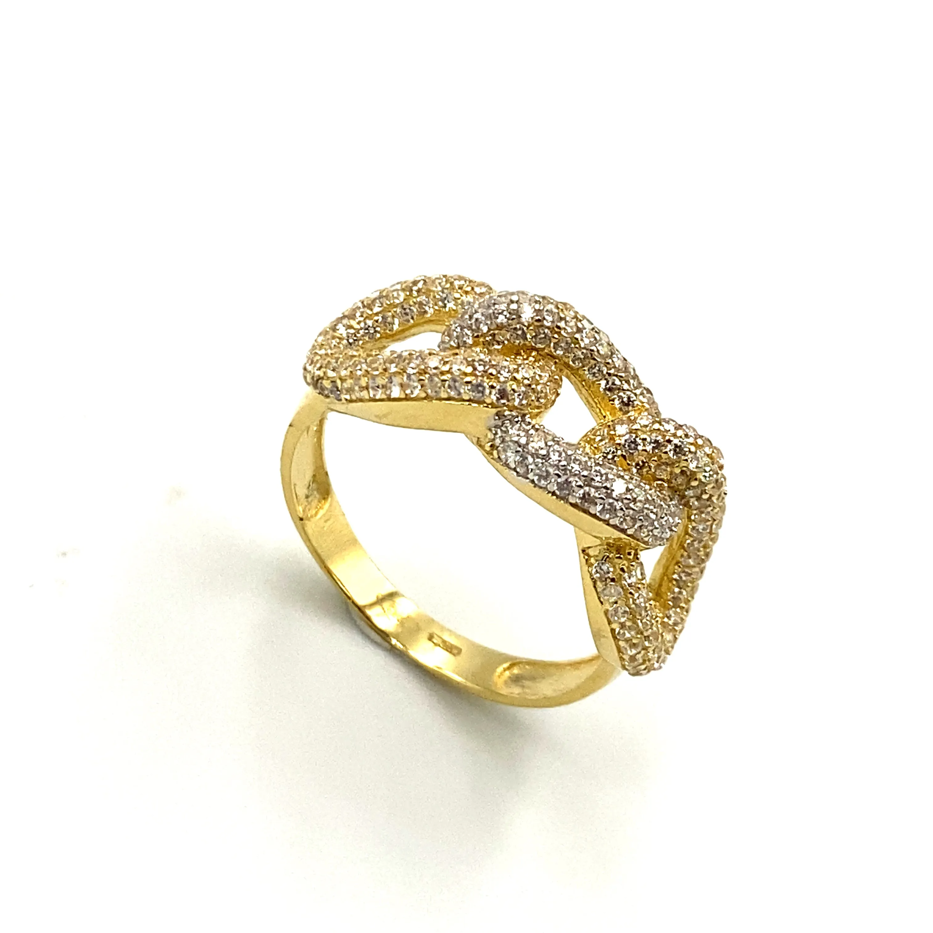 Anello Groumette Oro Giallo con Zirconi