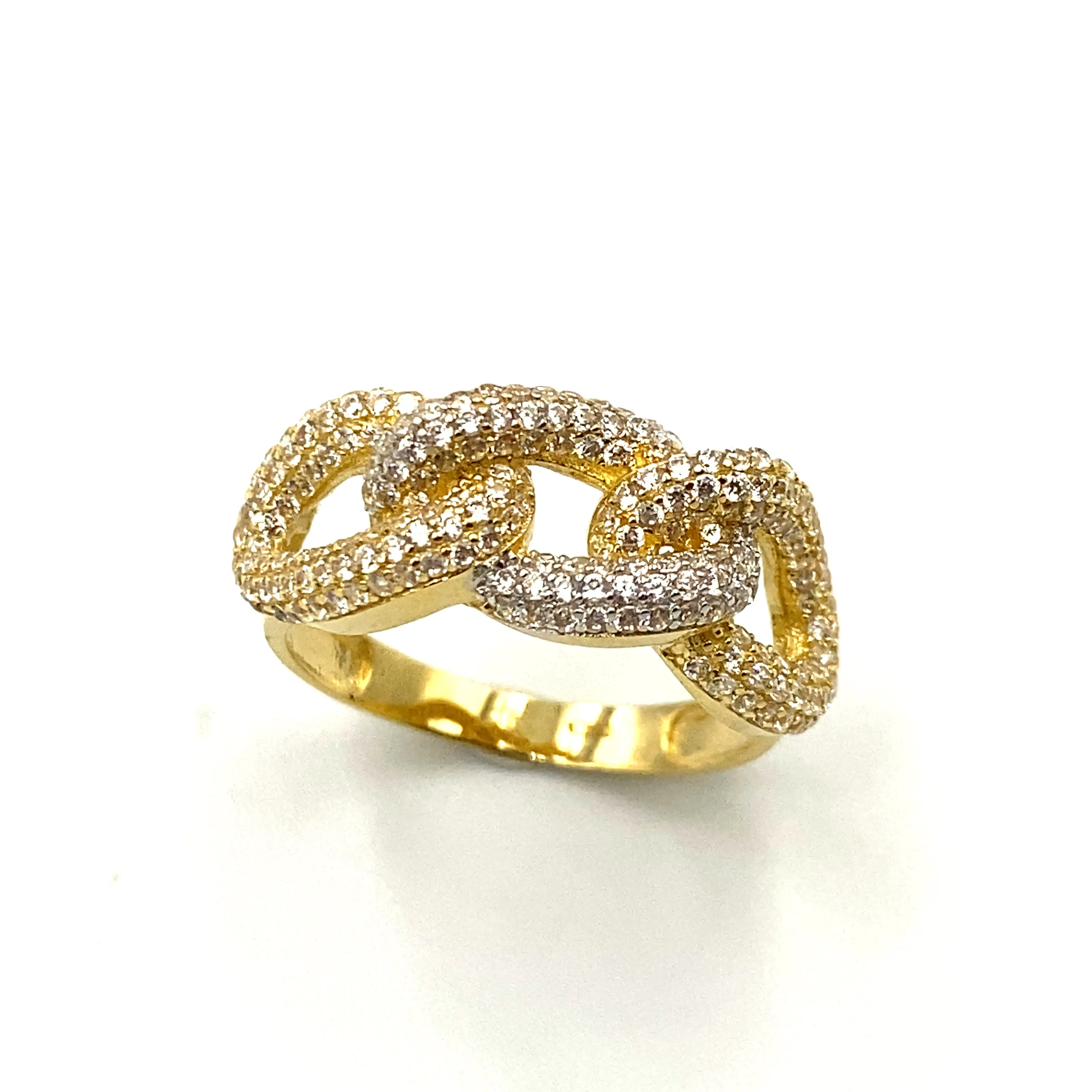 Anello Groumette Oro Giallo con Zirconi