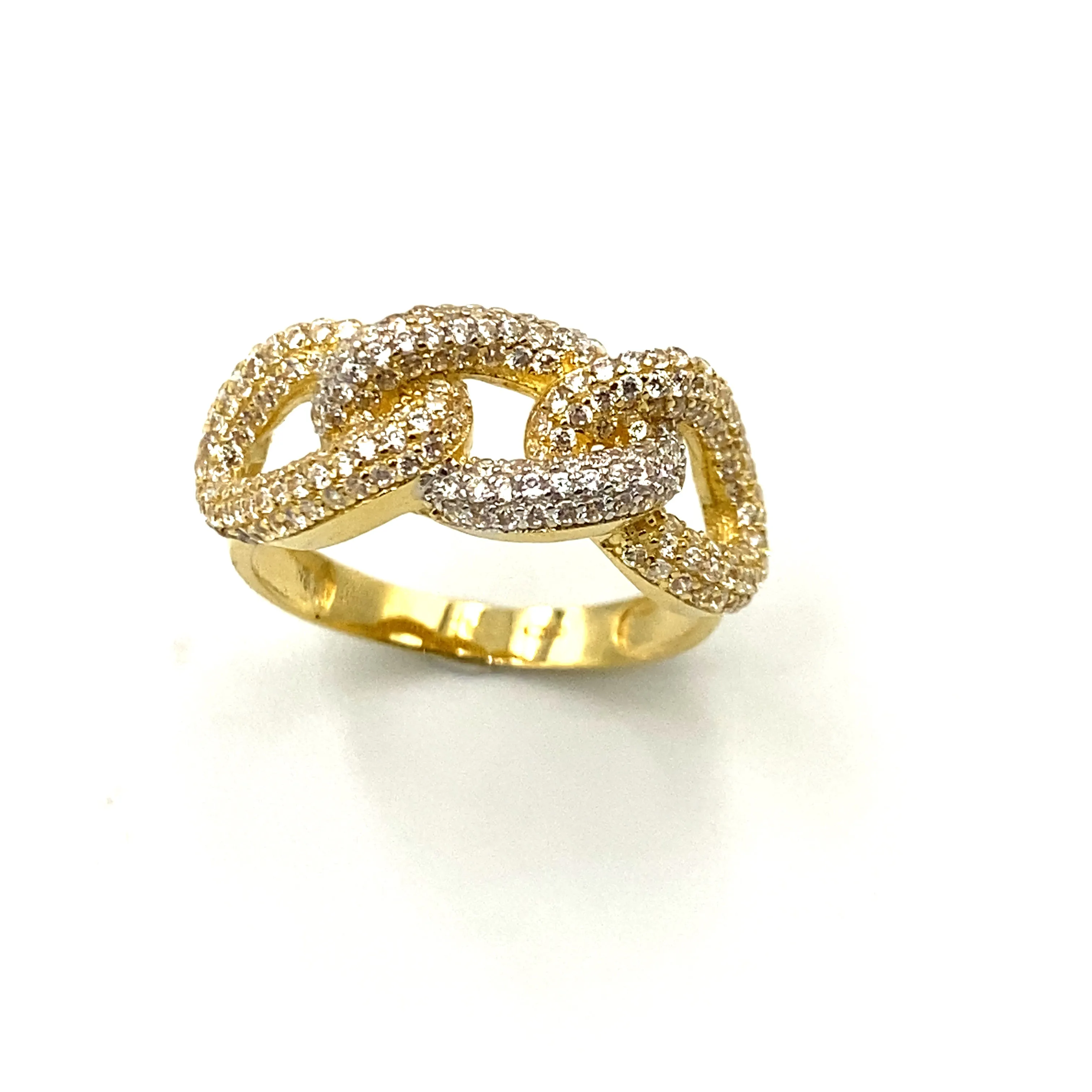 Anello Groumette Oro Giallo con Zirconi