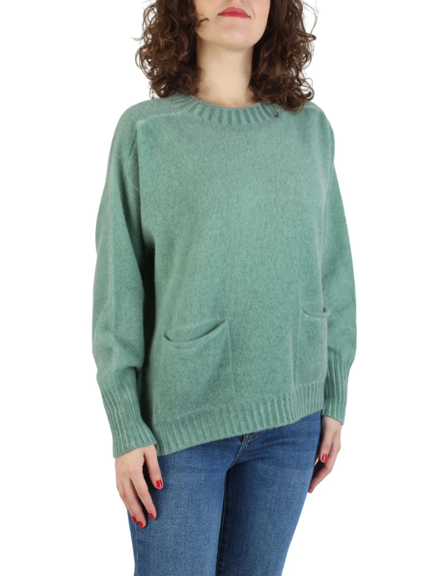 Arovescio maglione in lana e cashmere con tasche verde
