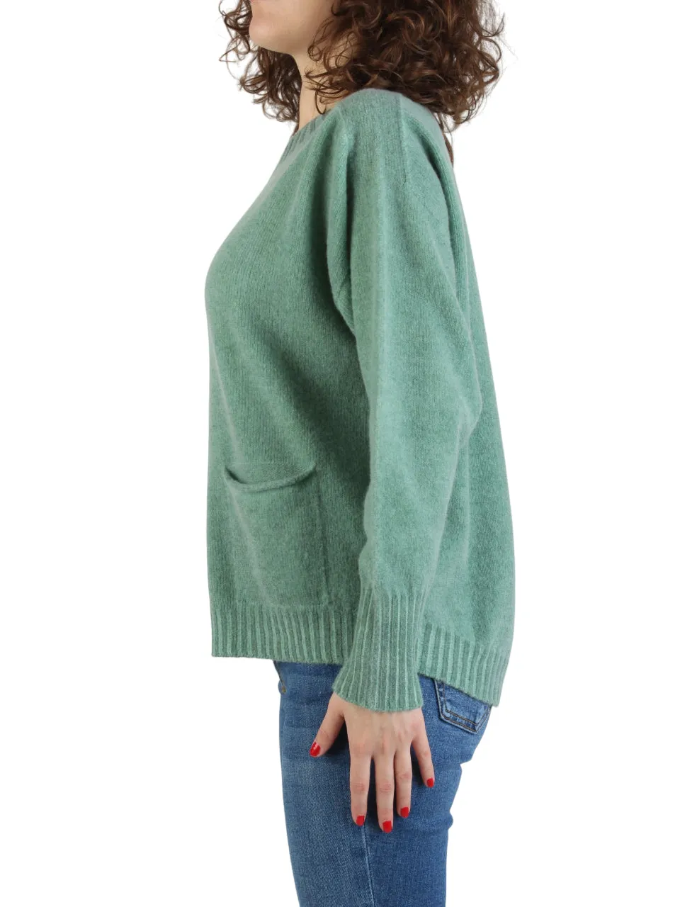 Arovescio maglione in lana e cashmere con tasche verde