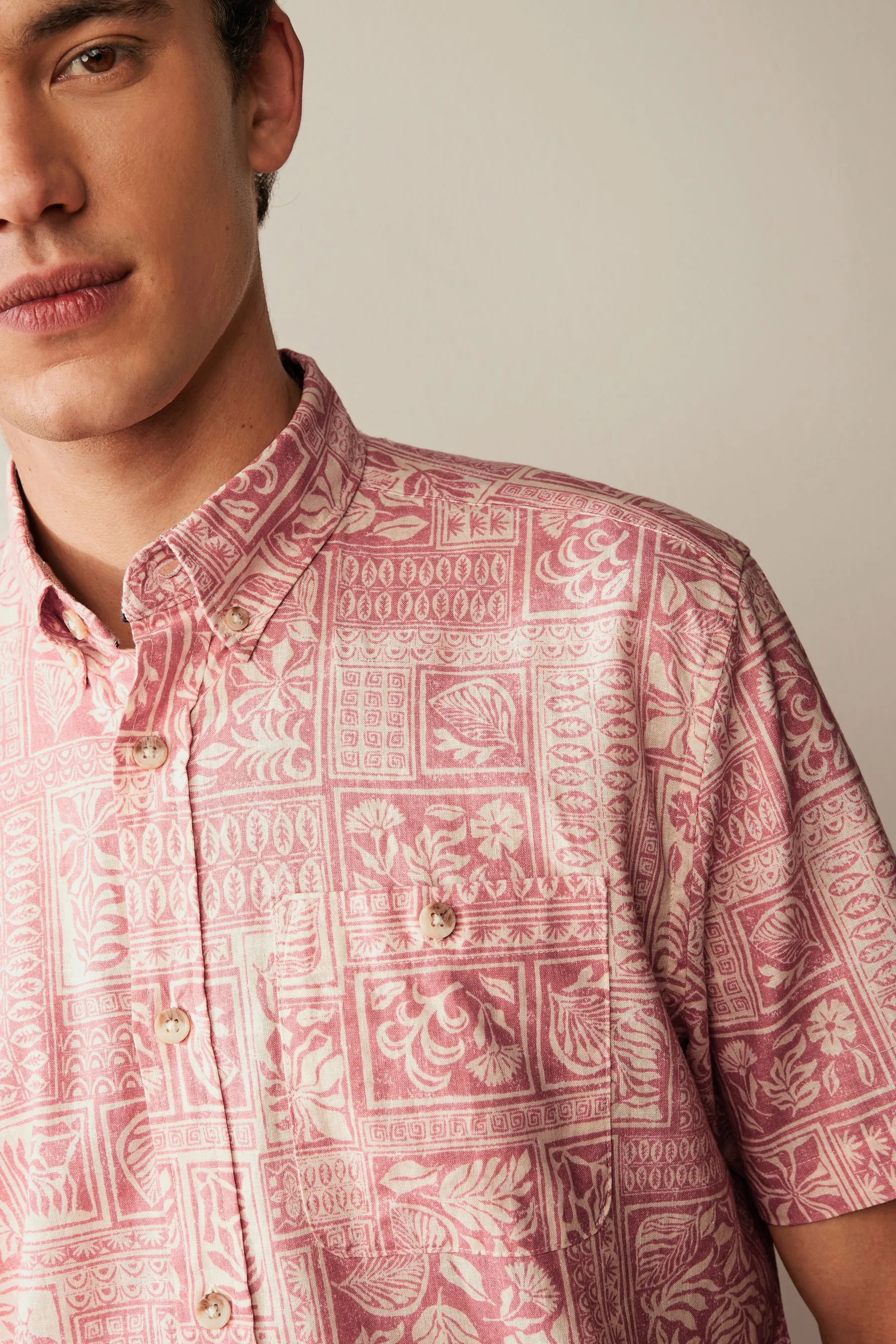 Artisan Rosa luce  - Camicia Floreale camicia con maniche a camicia