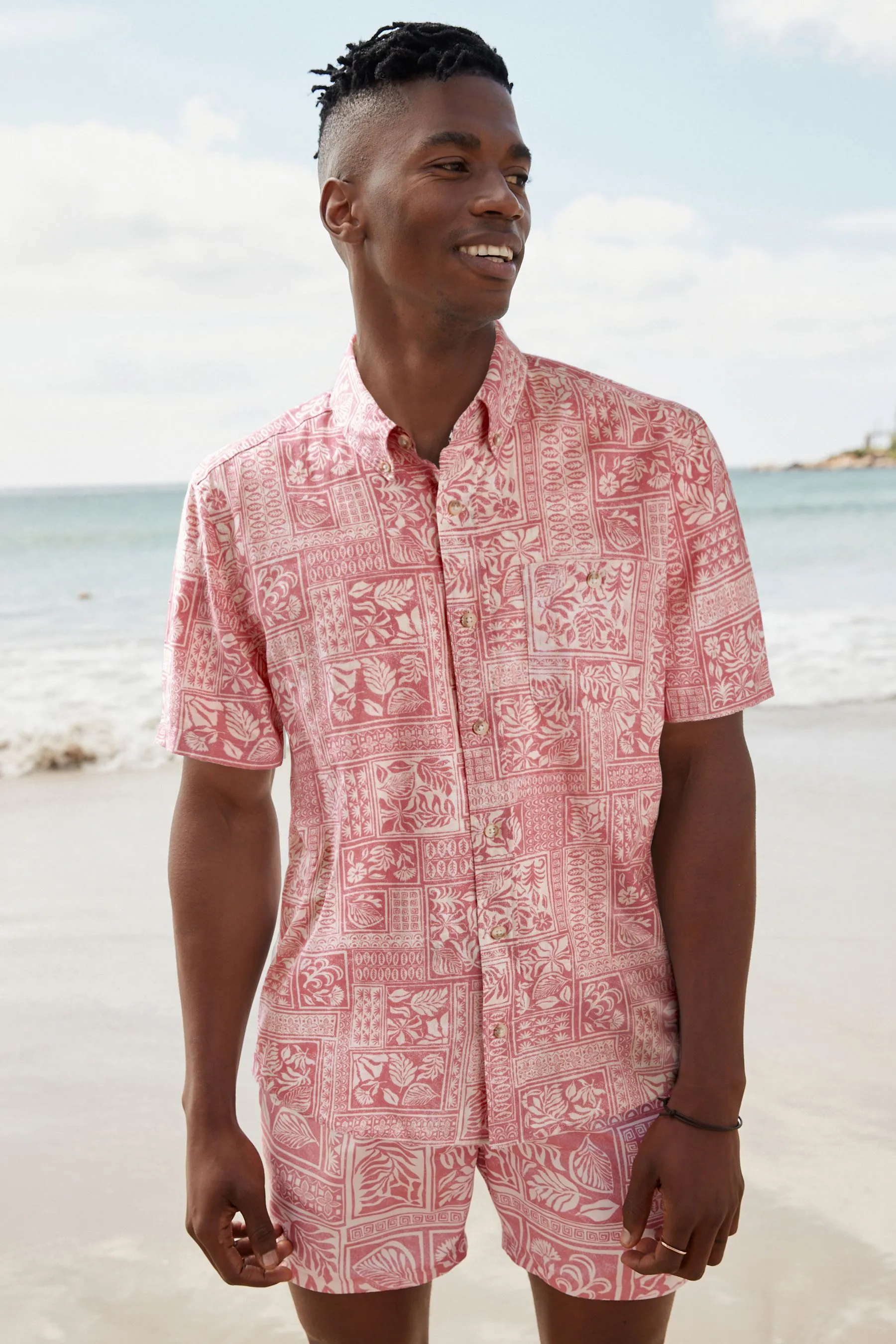 Artisan Rosa luce  - Camicia Floreale camicia con maniche a camicia
