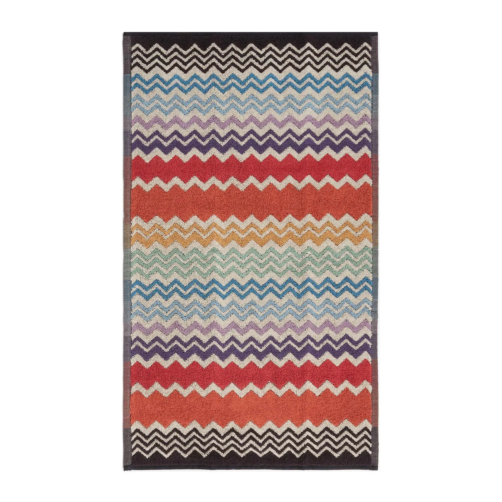 Asciugamano ospite in spugna di cotone a motivo chevron multicolore con sfumature color coccio