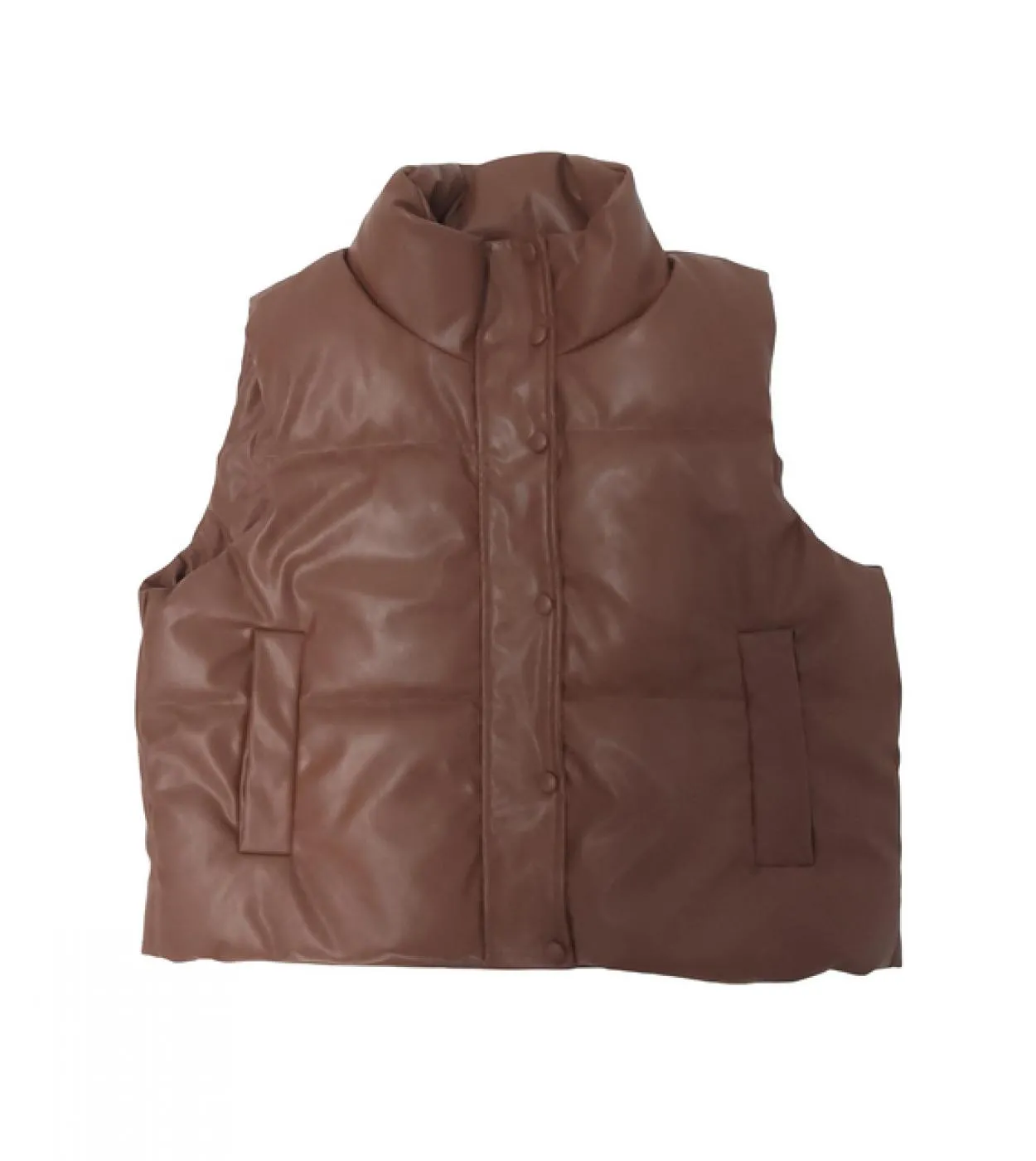 Autunno Inverno Donna Zip Up Crop Piumino Gilet Giacca Tinta unita Zip Up Button Colletto Stand Gilet Imbottito Senza Maniche Ca