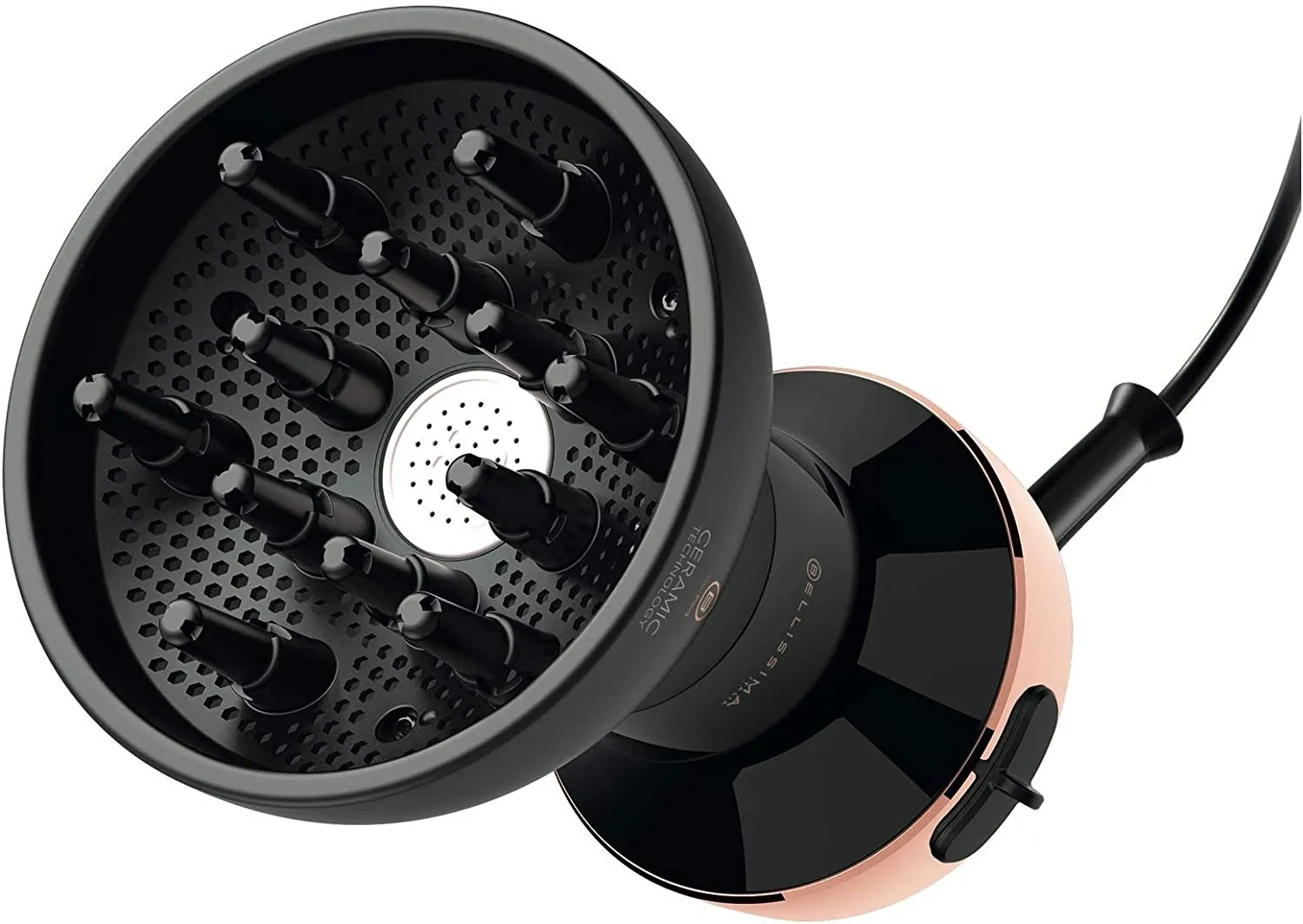 Bellissima Imetec Diffon Ceramic, Diffusore ad Aria Calda per Capelli Ricci, Tecnologia Ceramica, 700 W, 2 Combinazioni Aria/Tem