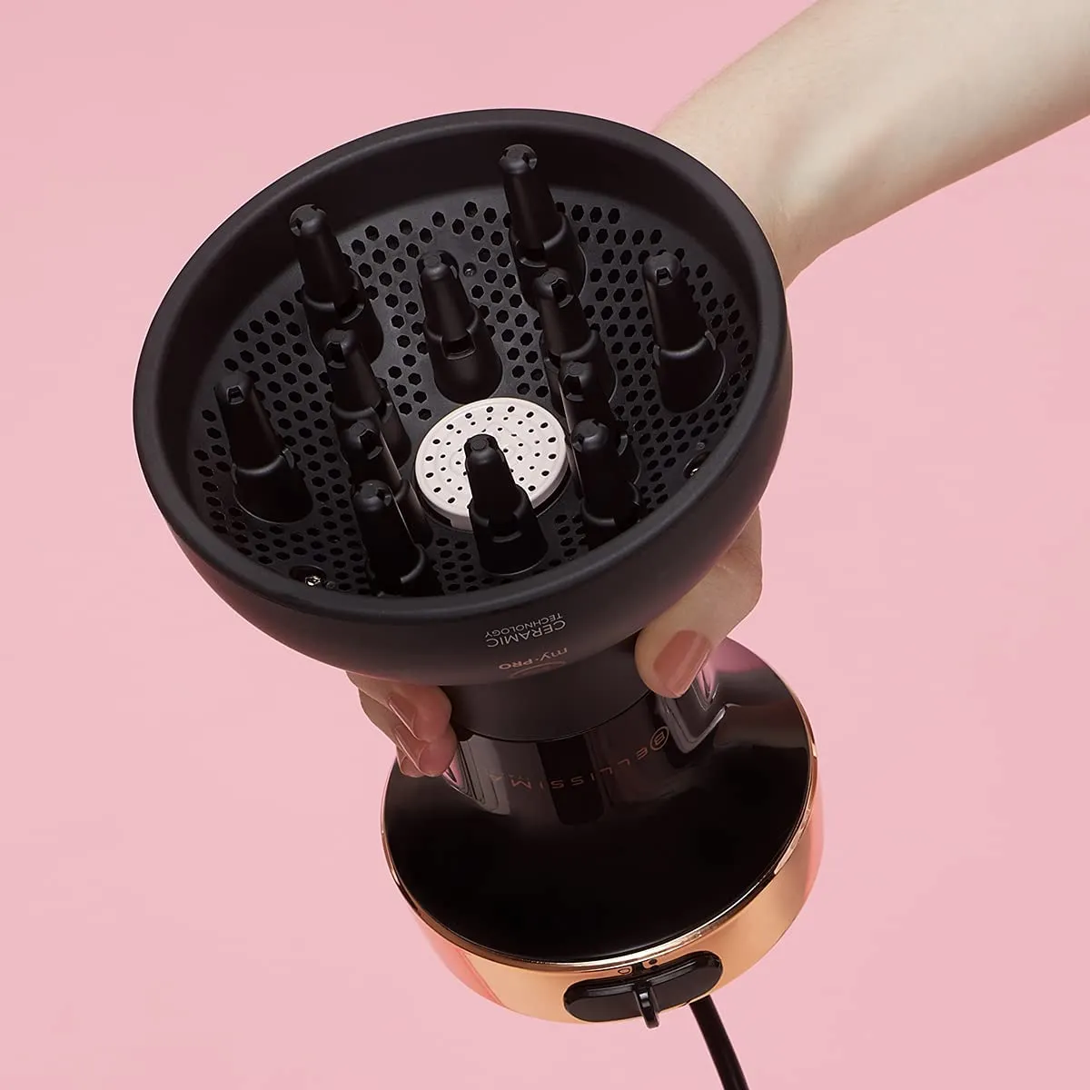 Bellissima Imetec Diffon Ceramic, Diffusore ad Aria Calda per Capelli Ricci, Tecnologia Ceramica, 700 W, 2 Combinazioni Aria/Tem