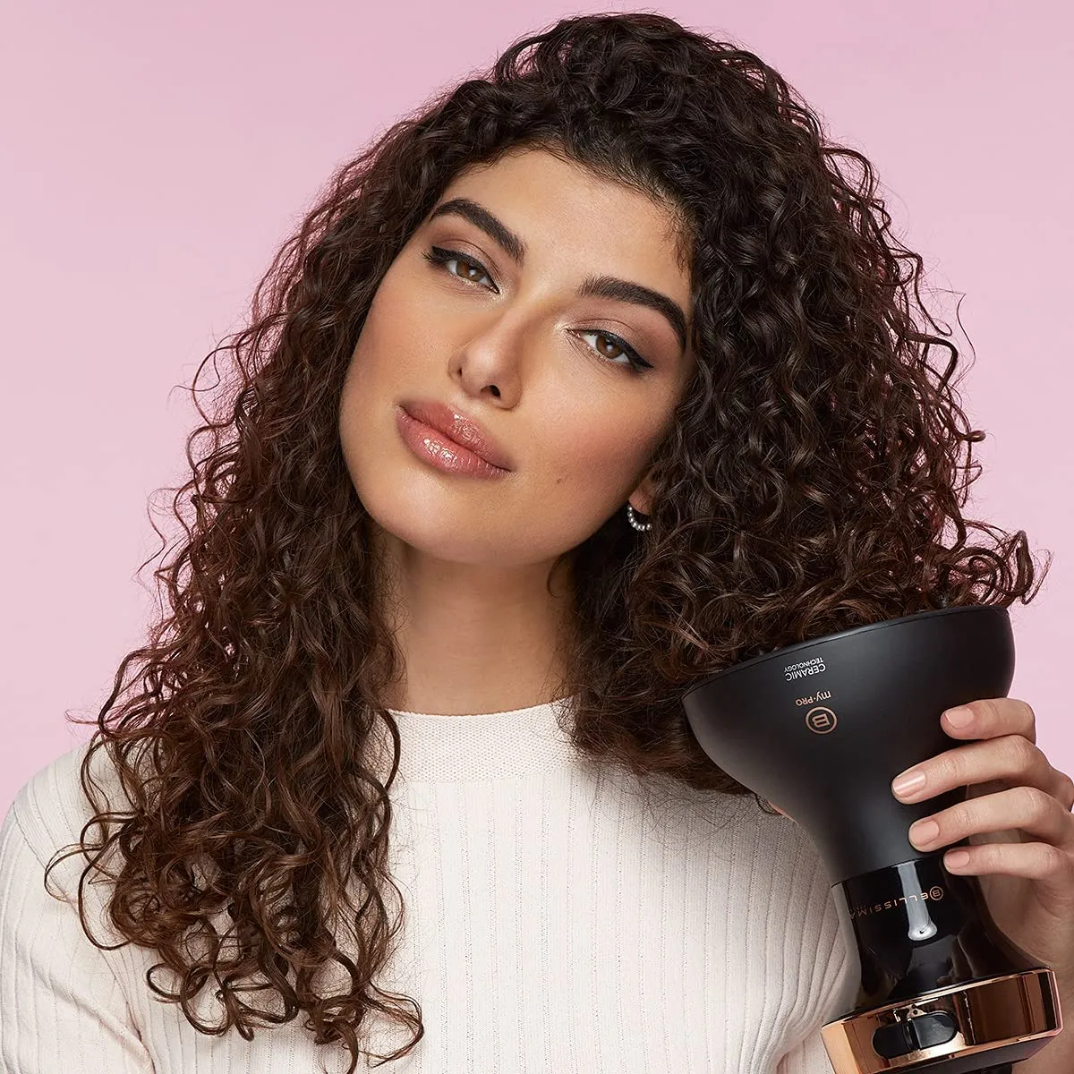 Bellissima Imetec Diffon Ceramic, Diffusore ad Aria Calda per Capelli Ricci, Tecnologia Ceramica, 700 W, 2 Combinazioni Aria/Tem