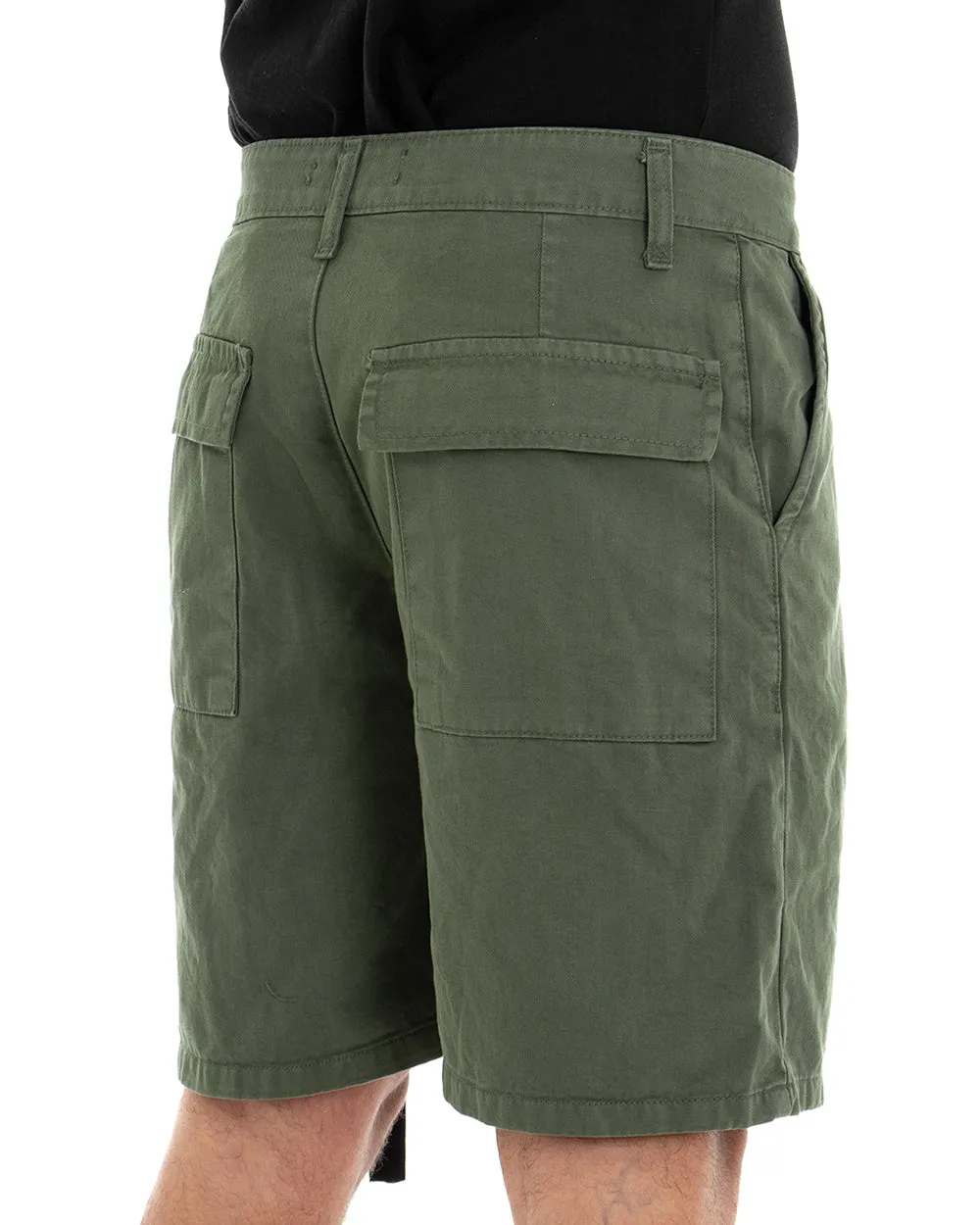 Bermuda Pantaloncino Uomo Corto Verde Tasca America Cargo GIOSAL-PC1627A