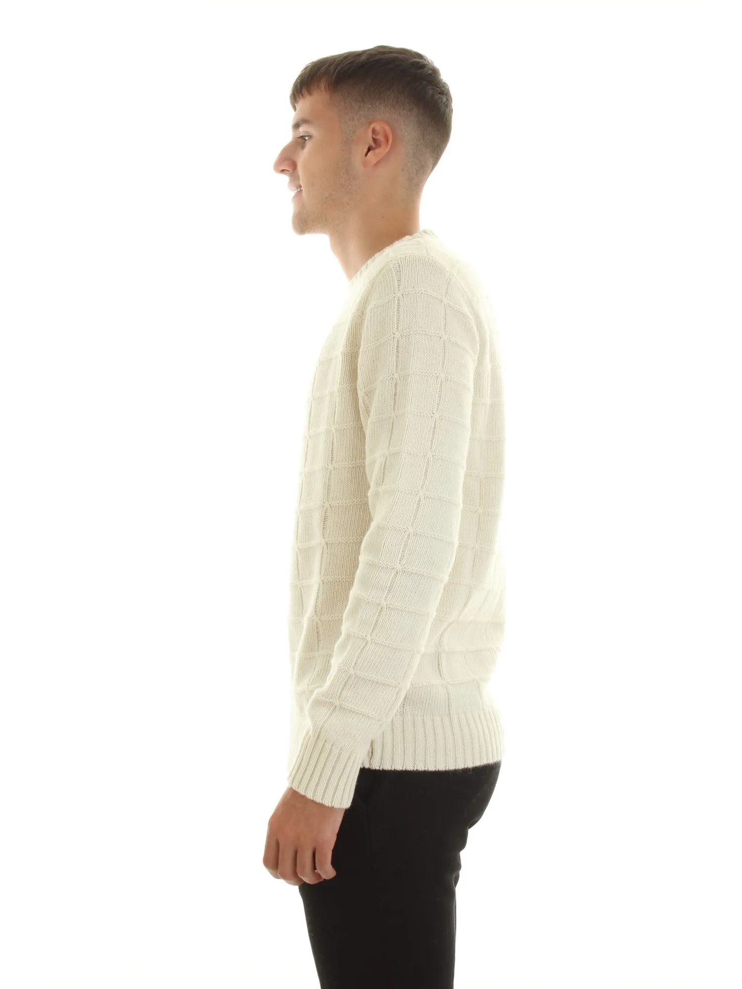 BICOLORE Maglione girocollo misto lana Panna
