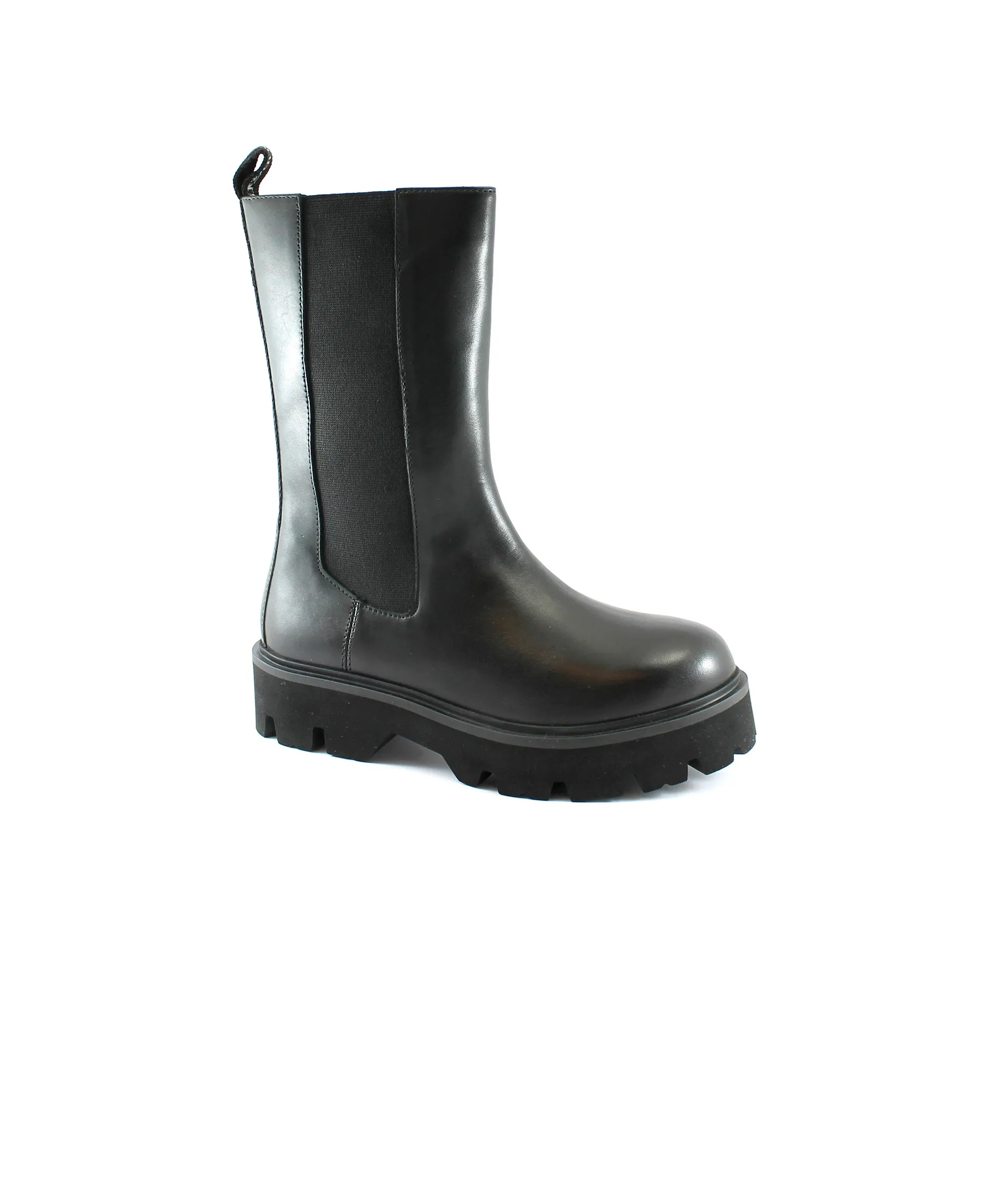 BLAUER ELSIE02 black nero stivaletto anfibio donna elastici pelle combat boot carrarmato