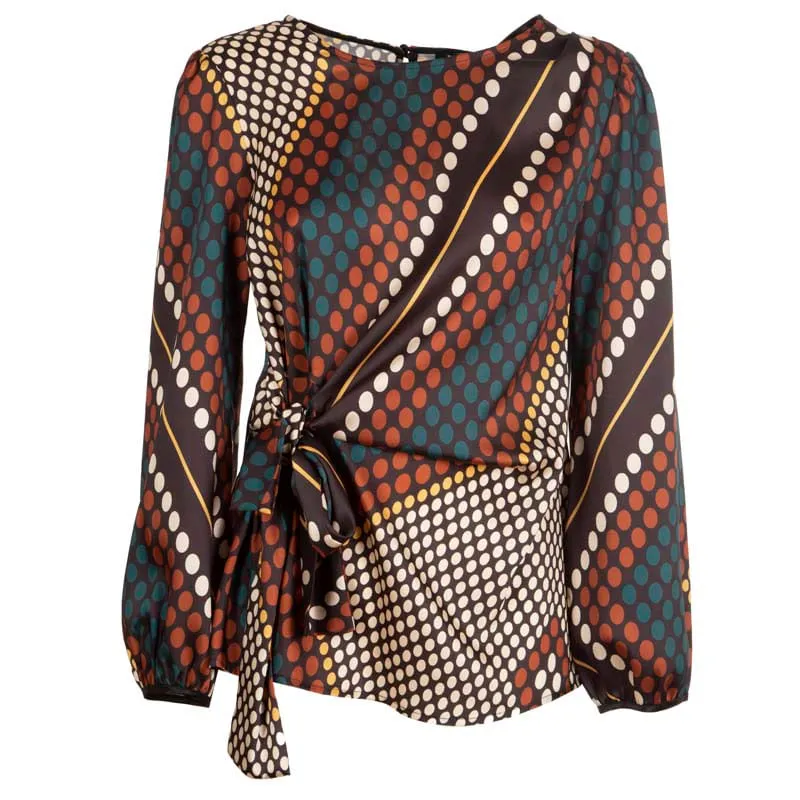 Blusa a fantasia con fiocco frontale 