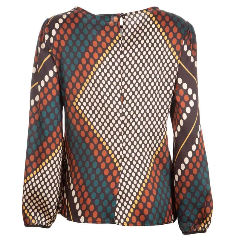 Blusa a fantasia con fiocco frontale 