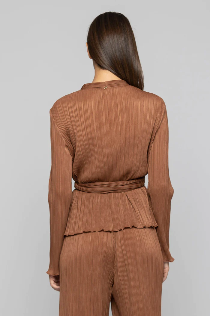 BLUSA A MANICHE LUNGHE PLISSETTATA CON FUSCIACCA