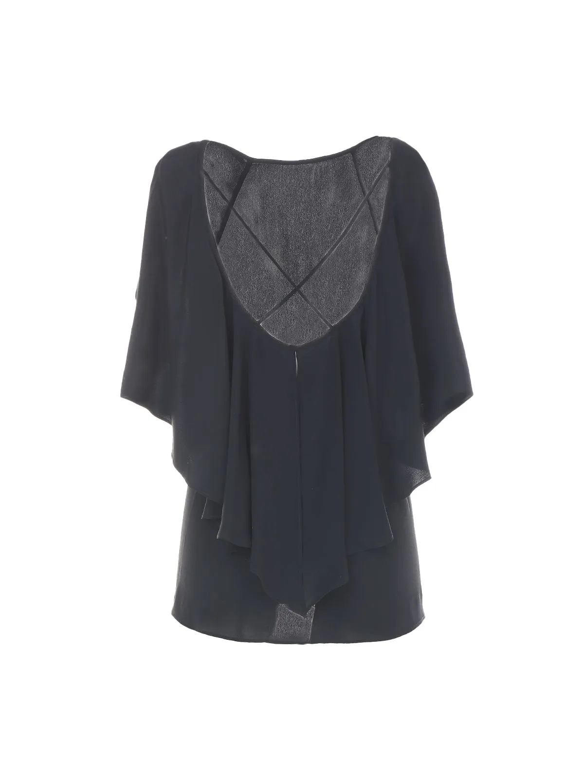BLUSA "BOTANICO" NERA IN CREPE DE CHINE DI MISTO SETA