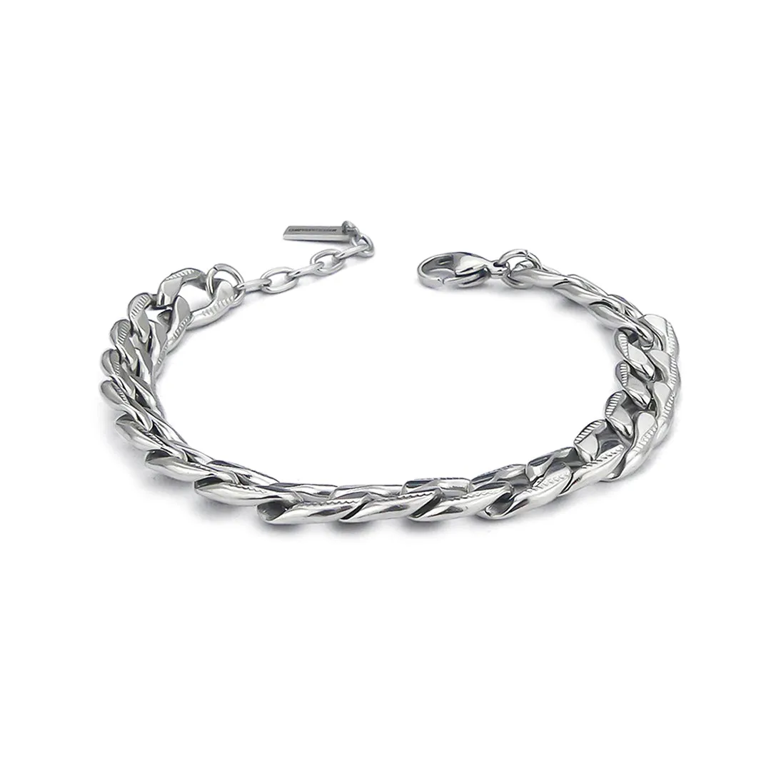 BOCCADAMO MAN Bracciale Uomo maglia Grumetta Graffiata