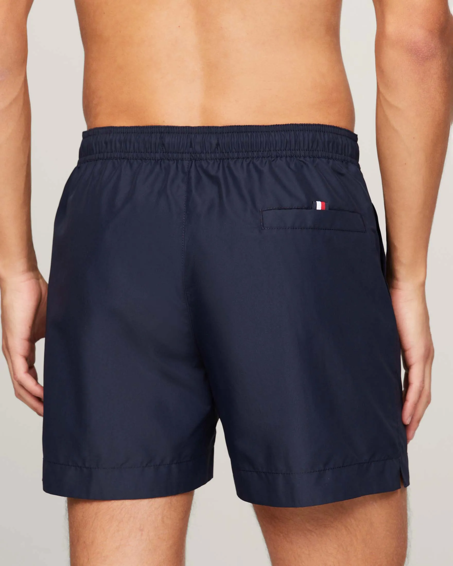 Boxer mare blu con logo scritta ricamato sul fianco